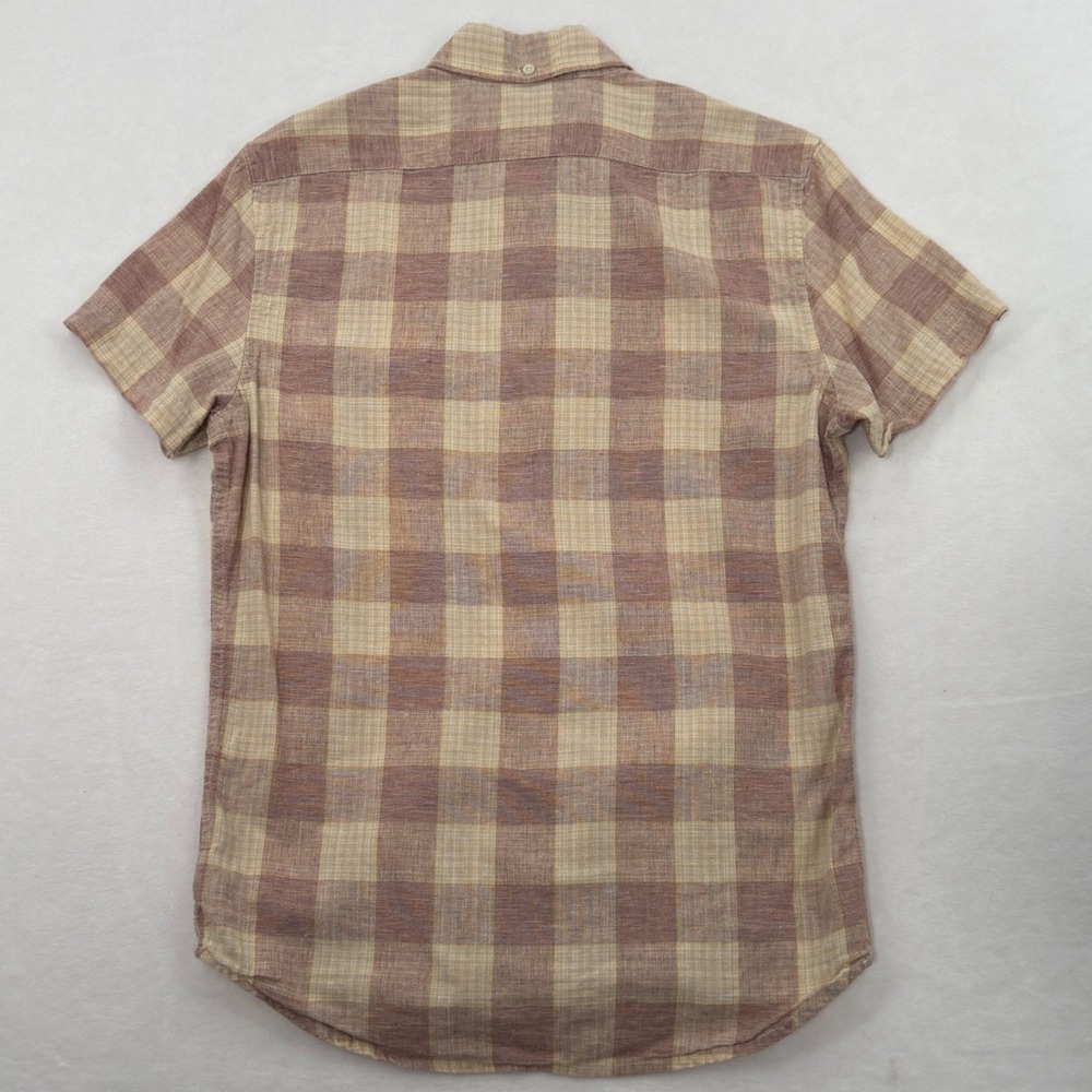Taylor Stitch Mens Short Sleeve Jack Button Down Sz 36 Red Cream Check Plaid ORG - Picture 2 of 8